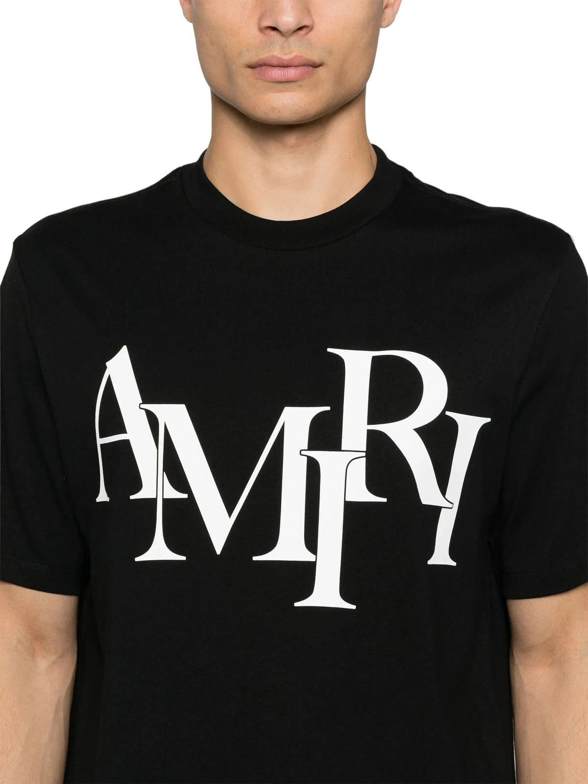 Amiri Staggered Logo Black Tee