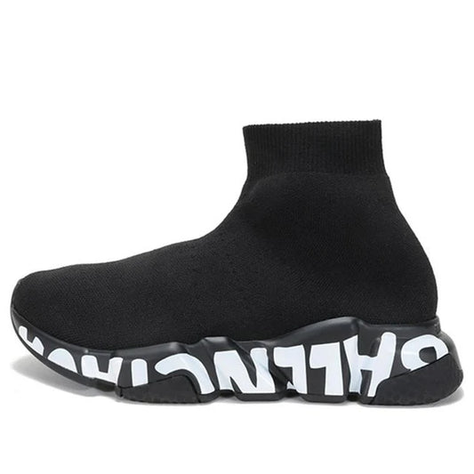 Balenciaga Speed Knit White Graffiti Sole Black