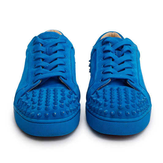 Christian Louboutin Louis Junior Spikes Orlato Flat Blue Suede