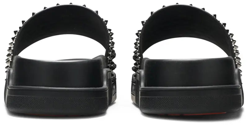 Christian Louboutin Pool Fun Studded Leather Slides Black
