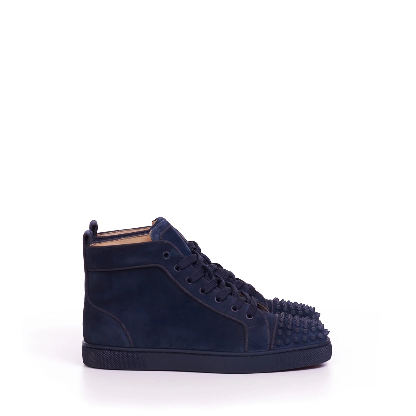 Christian Louboutin Orlato Navy Blue Suede Lou Spikes High