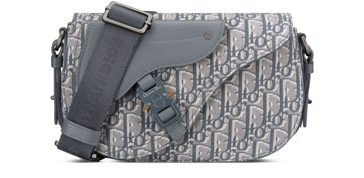 Dior Saddle Messenger Bag Deep Gray Dior Oblique Jacquard And Deep Gray Grained Calfskin