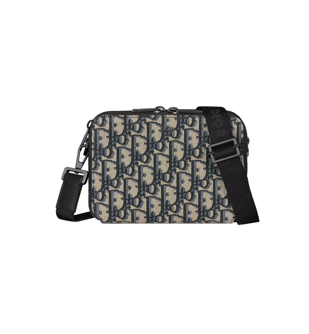 Dior Pouch With Shoulder Strap Oblique Jacquard Beige/Black