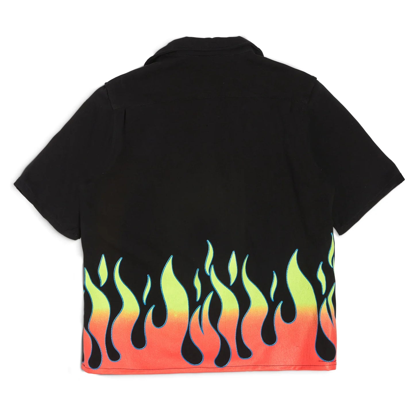Galley Dept Button Up Parker Flames Shirt Black
