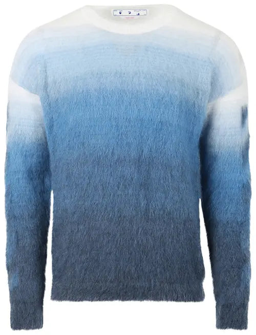 OFF-WHITE Diag Arrow Brushed Knit Crewneck Dusty Blue