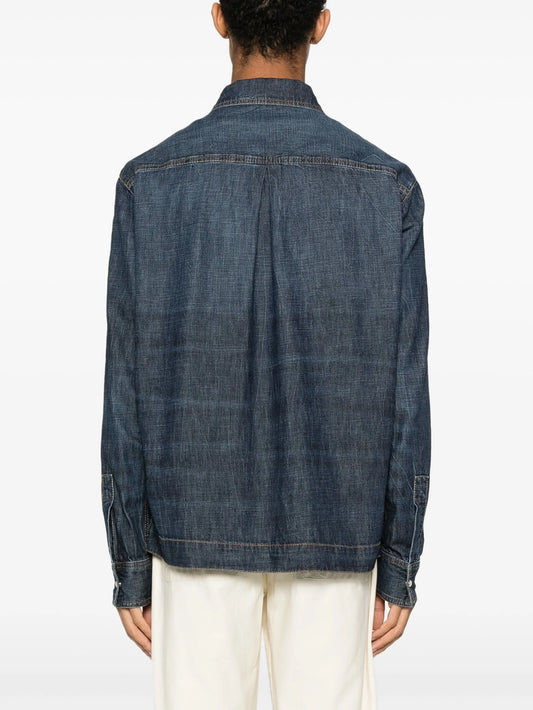 Palm Angels Denim Monogram Track Casual Jacket Parka