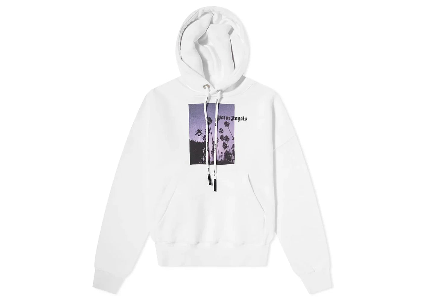 Palm Angels Stars And Palms Popover Hoodie White Black Purple Sunset