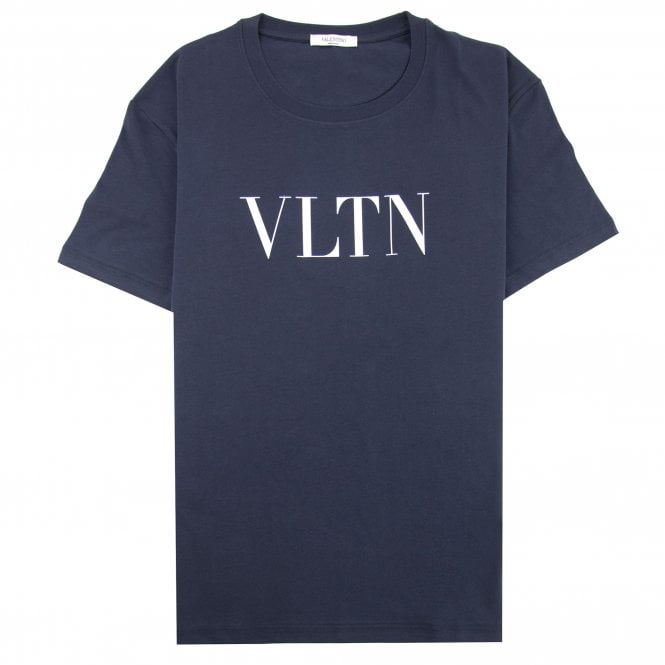 Valentino Vltn Logo Embroidered Crewneck T-Shirt Blue