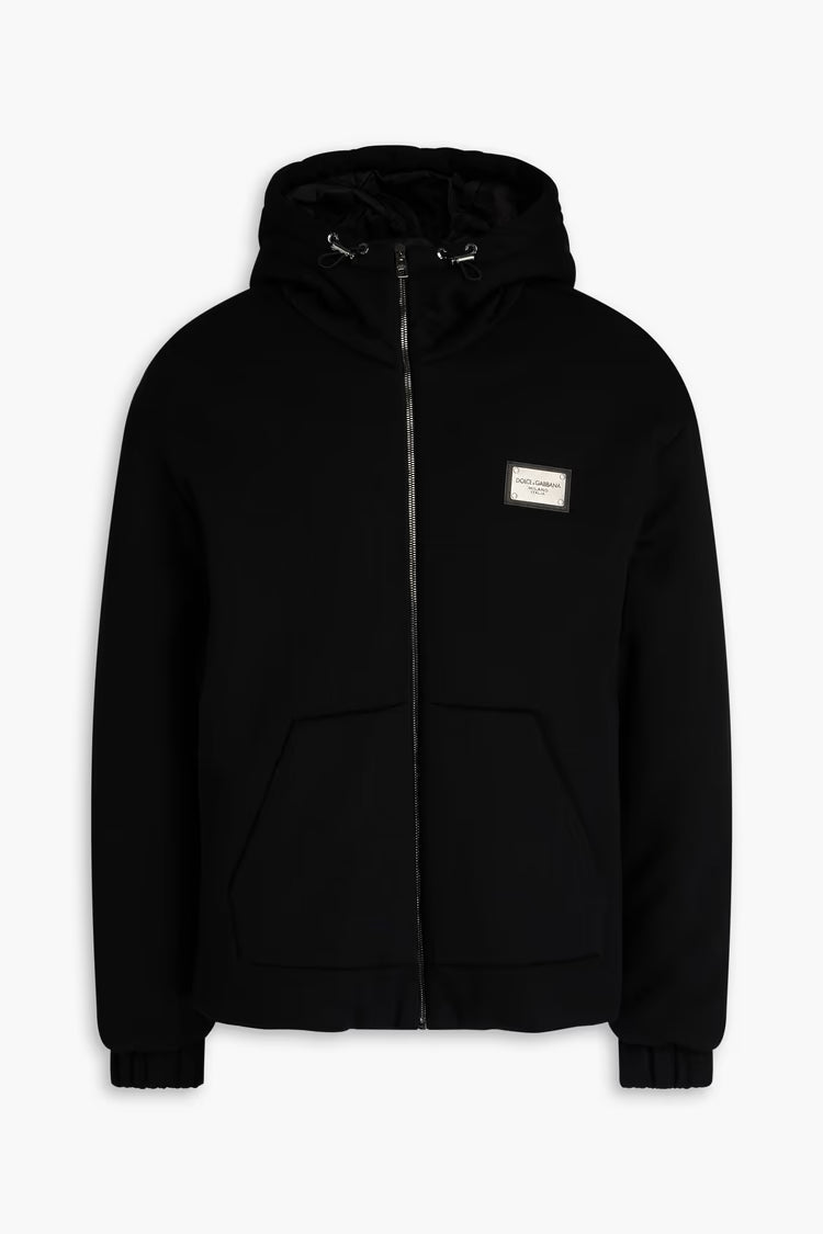 Dolce Gabbana Plaque Logo Bomber Jacket Black