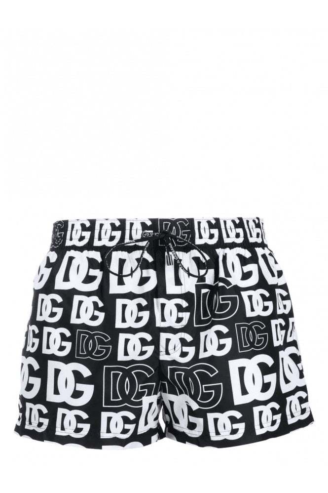 Dolce & Gabbana Water Shorts Black And White Logo Print