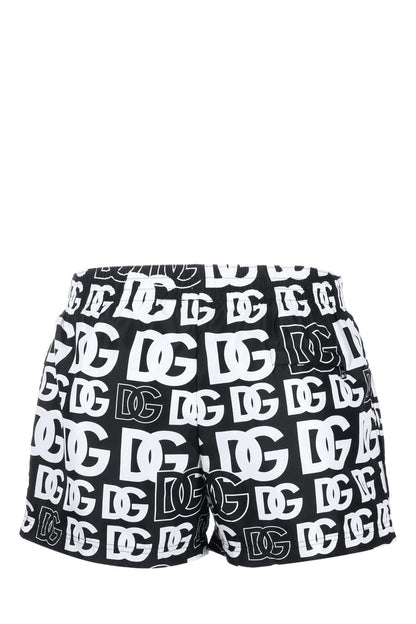 Dolce & Gabbana Water Shorts Black And White Logo Print