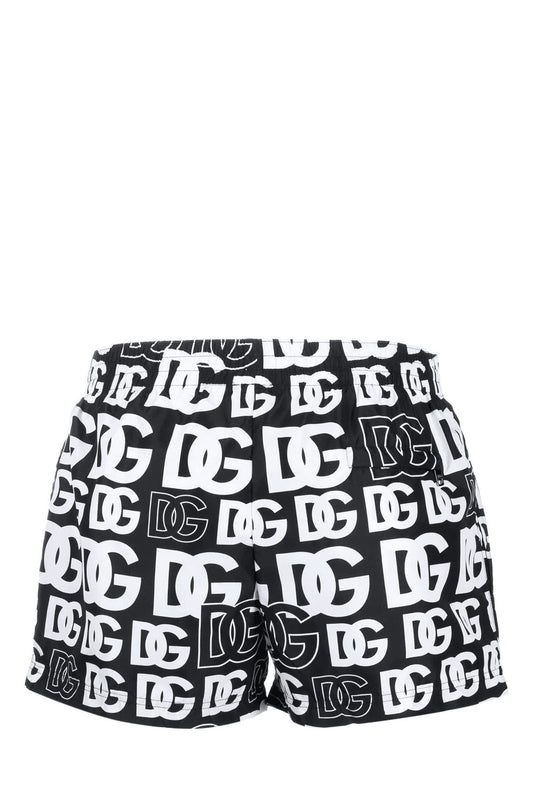 Dolce & Gabbana Water Shorts Black And White Logo Print