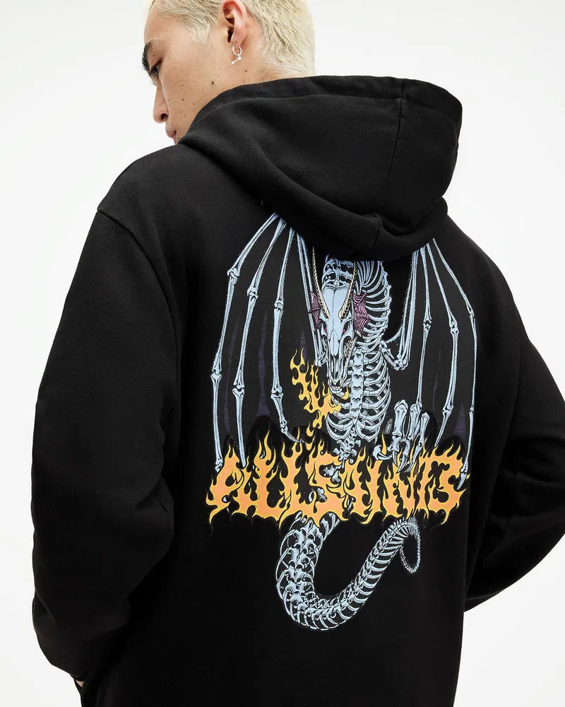 All Saints Dragon Skull Pullover Black Hoodie