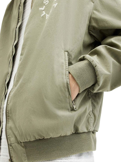 All Saints Green Bomber Jacket Tierra Faded