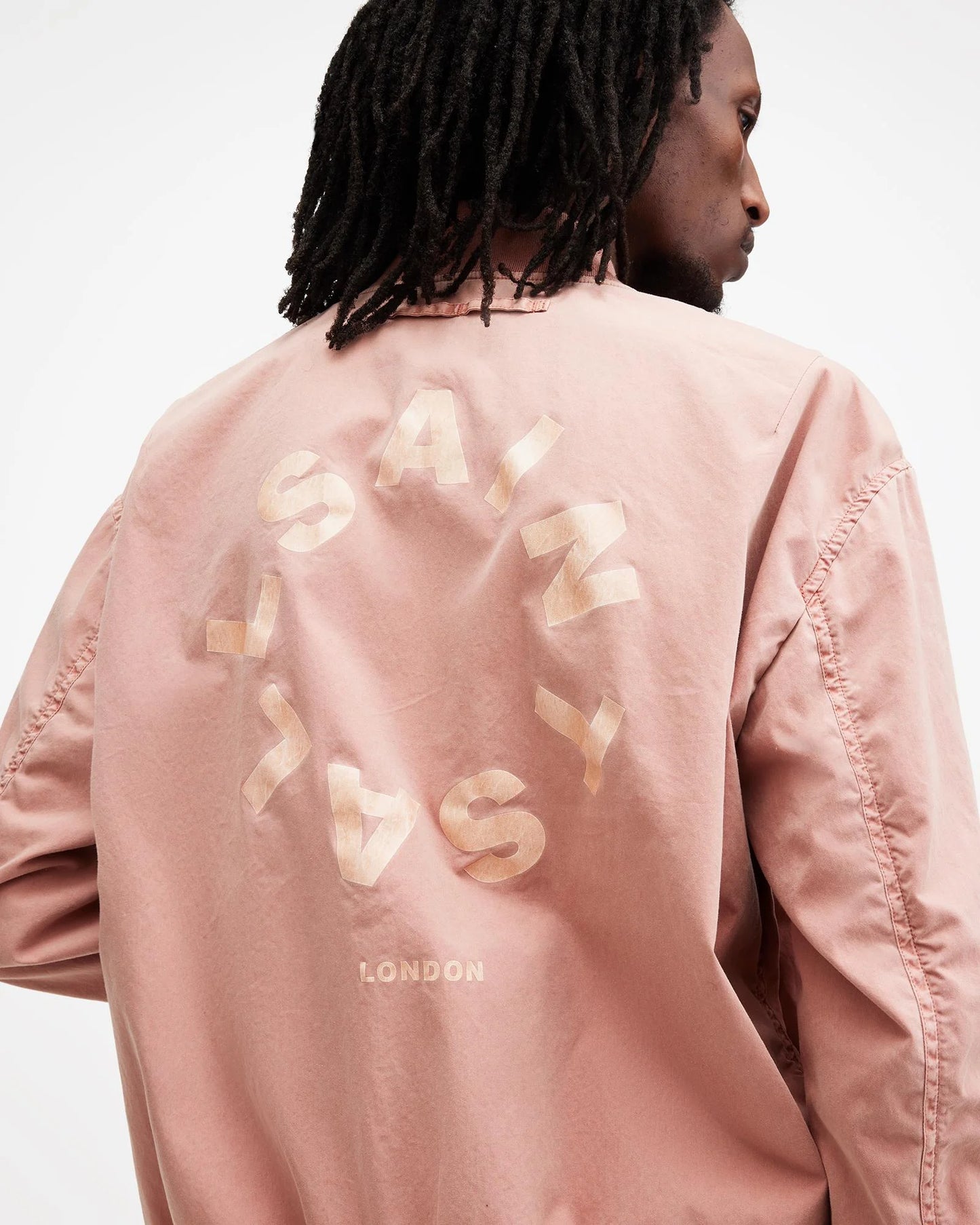 All Saints Pink Bomber Jacket Tierra Faded