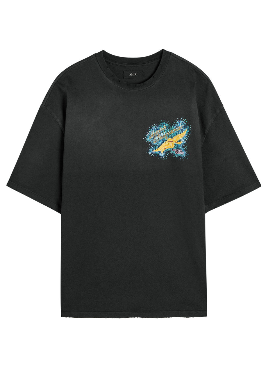 Amiri Crystal Wings Embellished Black Tee
