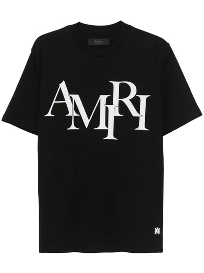 Amiri Staggered Logo Black Tee
