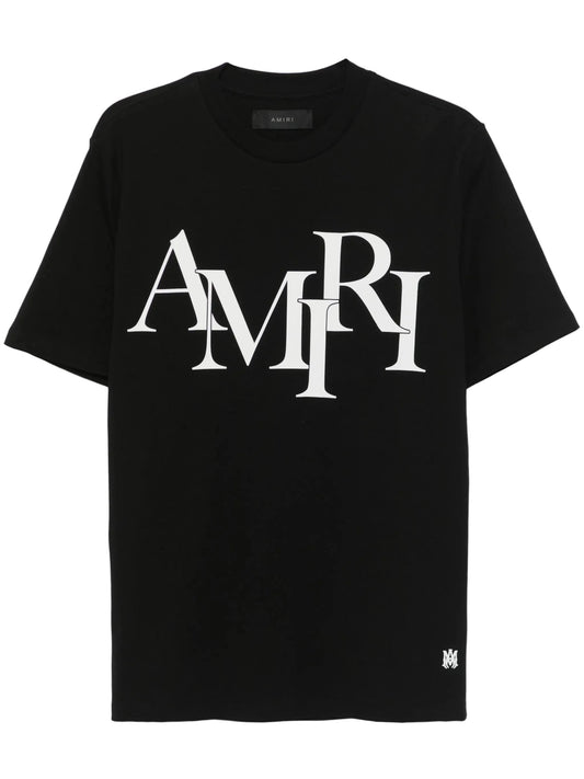 Amiri Staggered Logo Black Tee