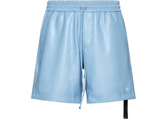 Amiri Vegan Leather Bball Shorts Baby Blue