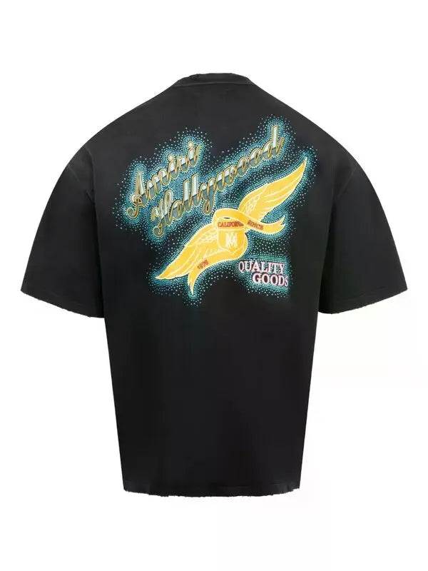 Amiri Crystal Wings Embellished Black Tee