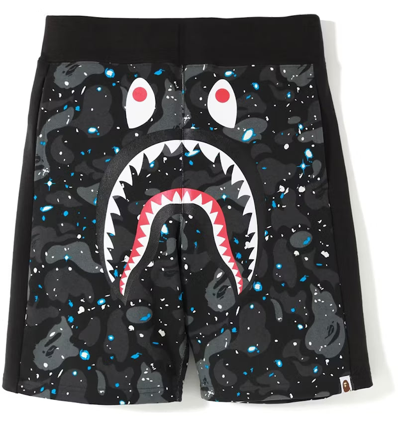 BAPE Space Camo Shark Sweat Shorts Black