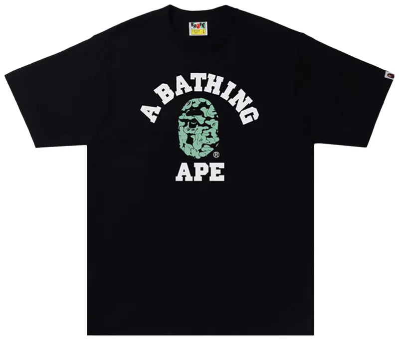 BAPE Text Code Camo College Tee Black