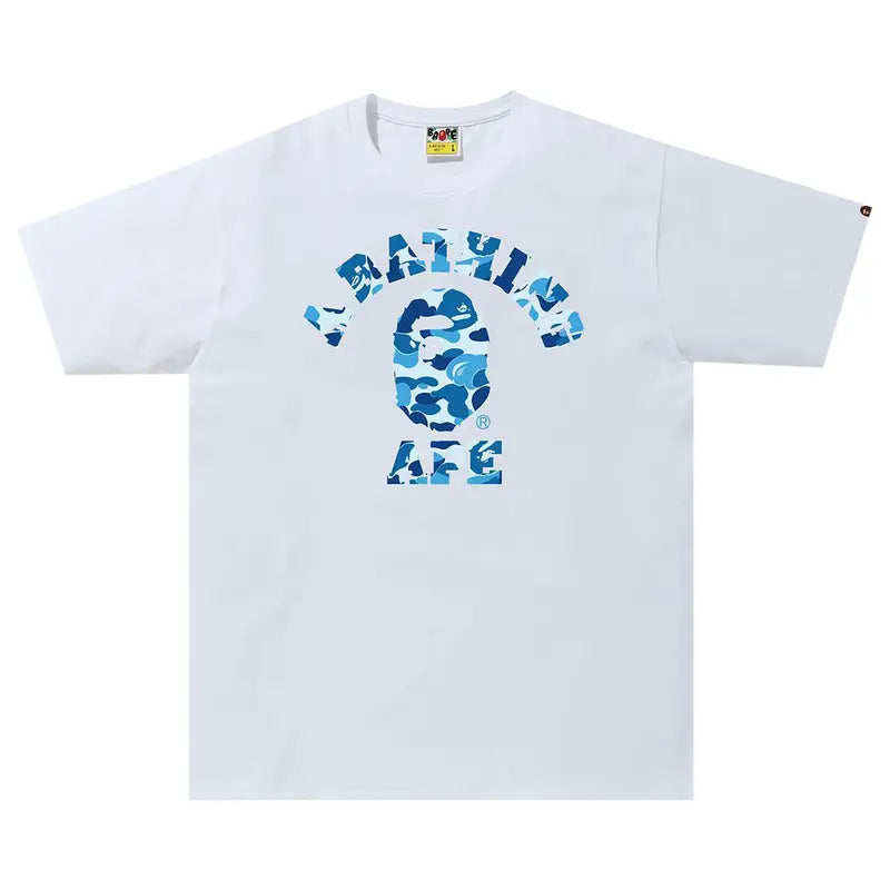 Bearbrick BAPE X Camo Bear College Tee Blue White