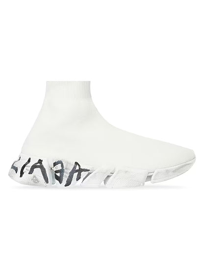 Balenciaga Speed 2.0 Graffiti Recycled Knit White (Women's)