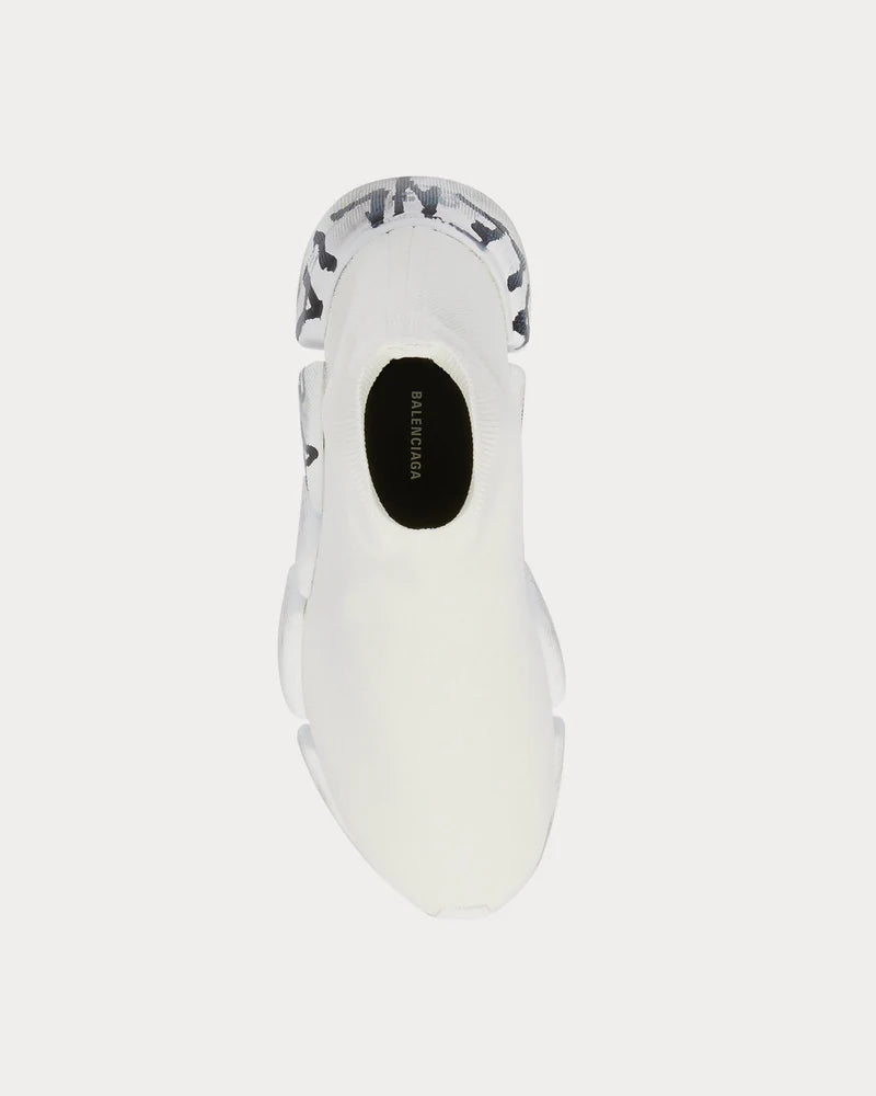Balenciaga Speed 2.0 Graffiti Recycled Knit White (Women's)