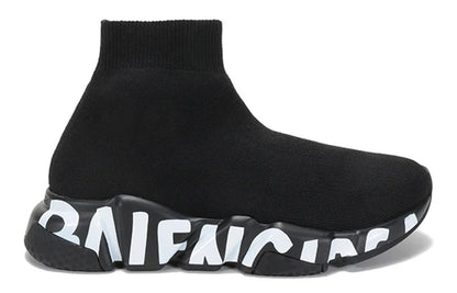 Balenciaga Speed Knit White Graffiti Sole Black