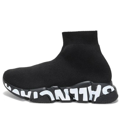 Balenciaga Speed Knit White Graffiti Sole Black
