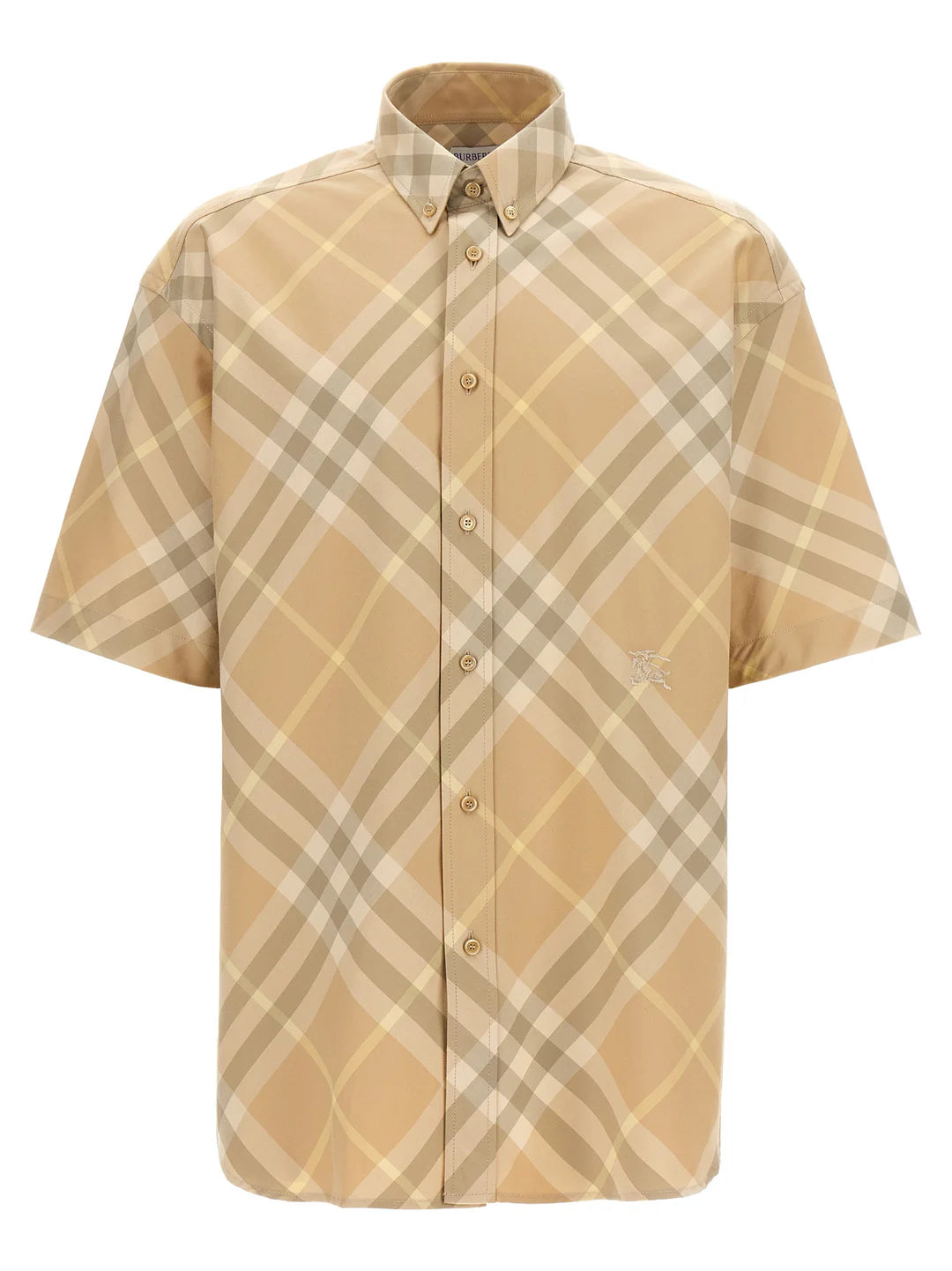 Burberry Logo Embroidery Check Shirt And Blouse Beige