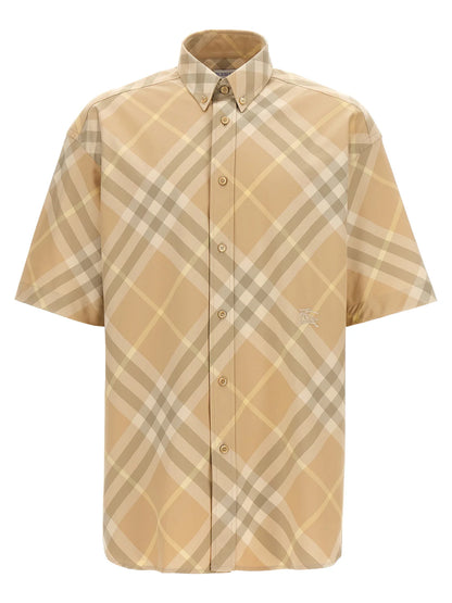 Burberry Logo Embroidery Check Shirt And Blouse Beige