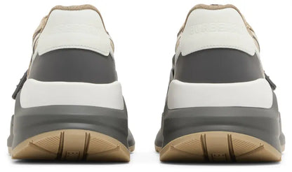 Burberry Ramsey Vintage Check Suede Leather Sneakers Grey Archive Beige