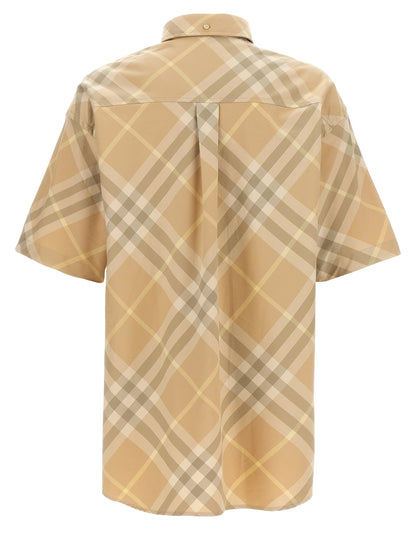 Burberry Logo Embroidery Check Shirt And Blouse Beige