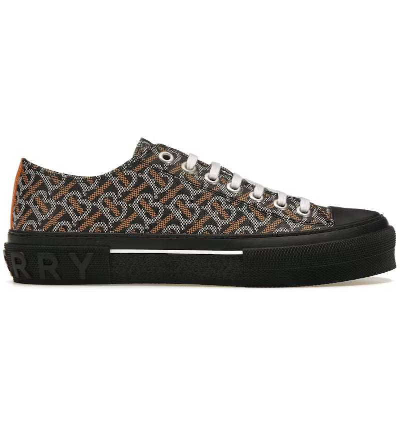 Burberry Monogram Pattern Low Top Black Orange Canvas