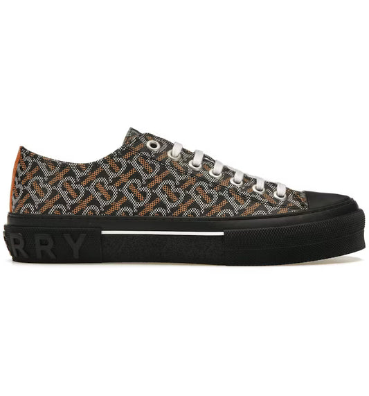 Burberry Monogram Pattern Low Top Black Orange Canvas