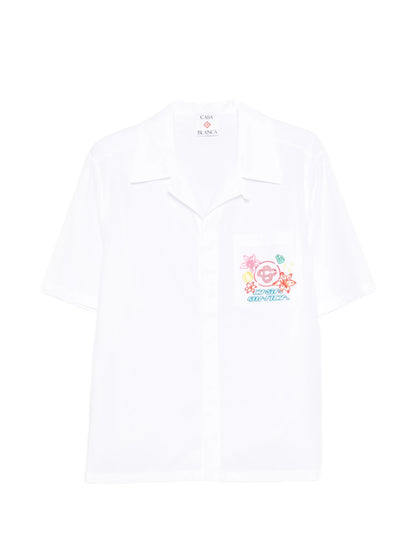 Casa Blanca Collage D Icones Graphiques Embroidered White Shirt