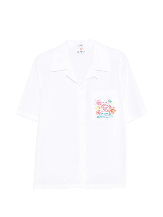 Casa Blanca Collage D Icones Graphiques Embroidered White Shirt