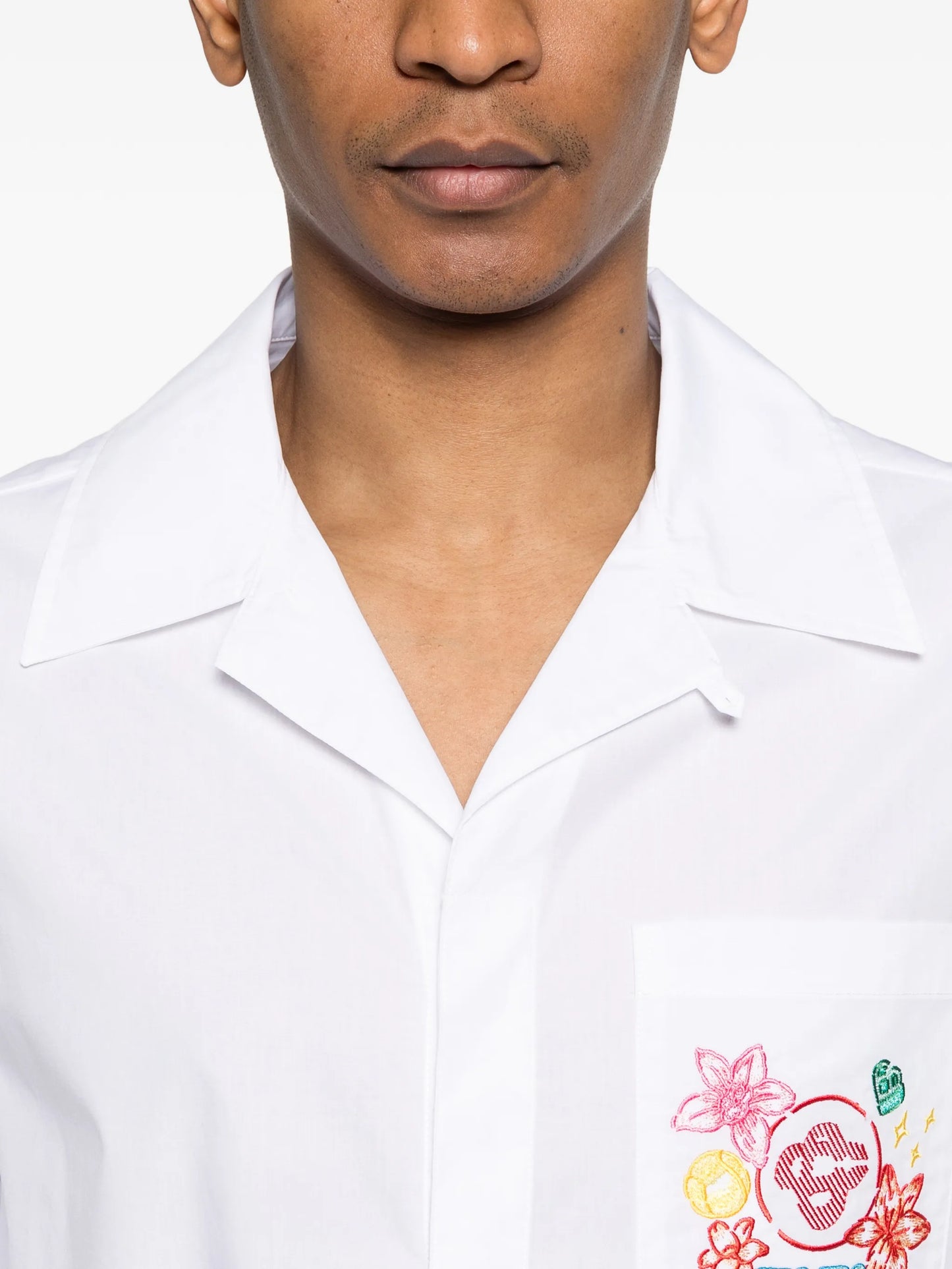 Casa Blanca Collage D Icones Graphiques Embroidered White Shirt