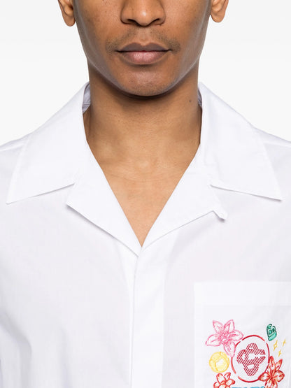 Casa Blanca Collage D Icones Graphiques Embroidered White Shirt