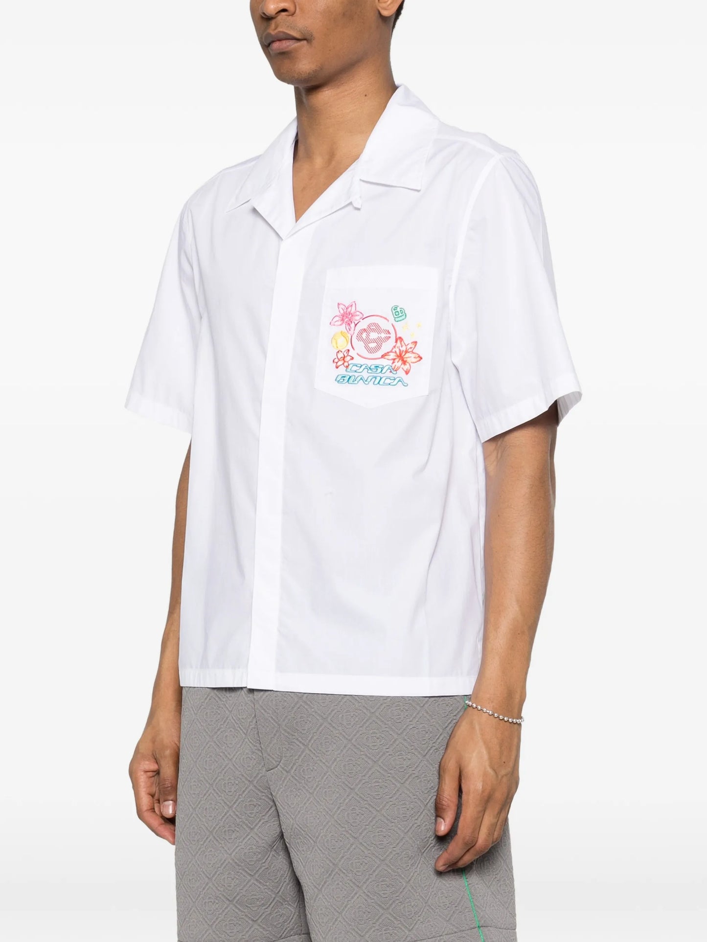 Casa Blanca Collage D Icones Graphiques Embroidered White Shirt