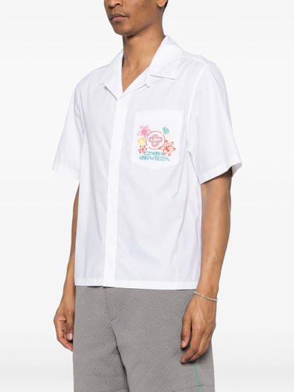 Casa Blanca Collage D Icones Graphiques Embroidered White Shirt