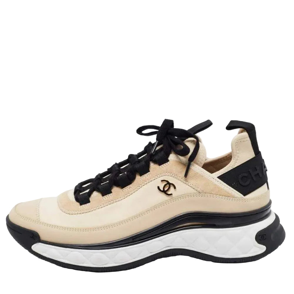 Chanel Suede Trainer Cream Black