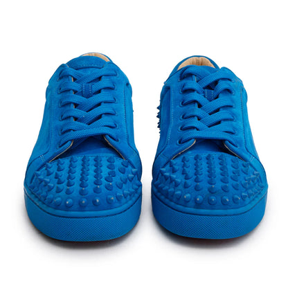 Christian Louboutin Louis Junior Spikes Orlato Flat Blue Suede