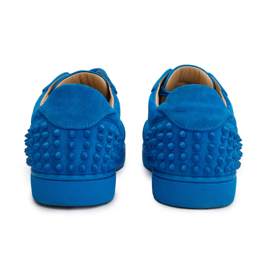 Christian Louboutin Louis Junior Spikes Orlato Flat Blue Suede