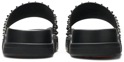 Christian Louboutin Pool Fun Studded Leather Slides Black