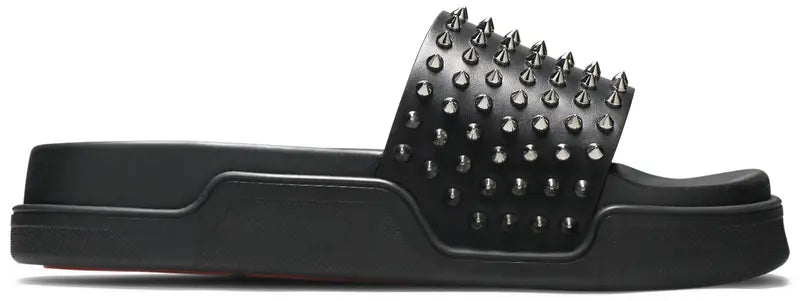 Christian Louboutin Pool Fun Studded Leather Slides Black