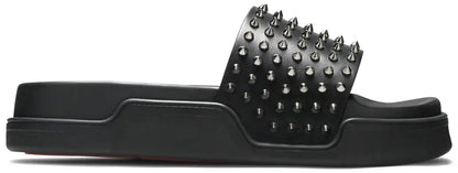 Christian Louboutin Pool Fun Studded Leather Slides Black