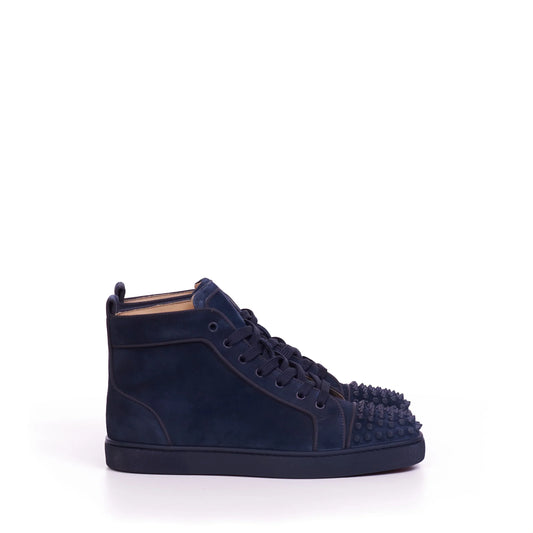 Christian Louboutin Orlato Navy Blue Suede Lou Spikes High